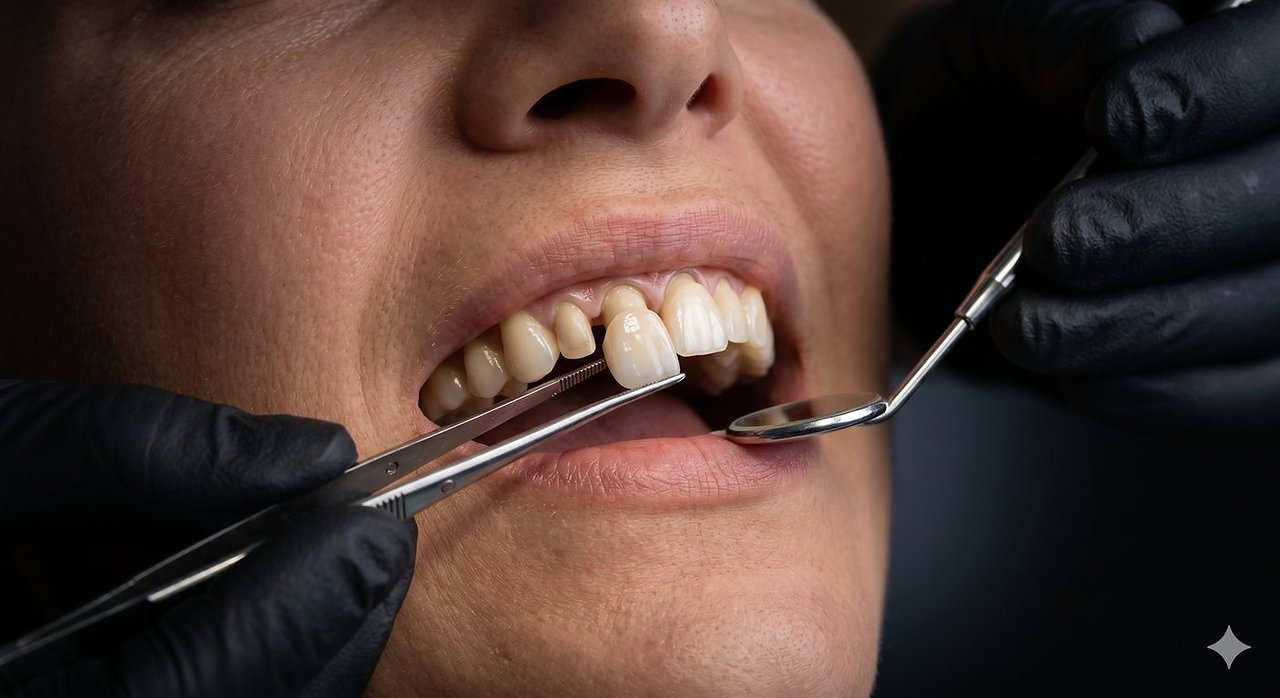 Toma de color para prótesis dental con guía de cerámica